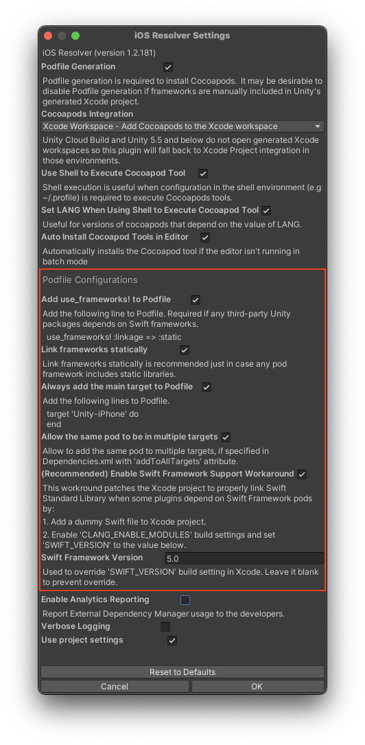 iOS Resolver Settings